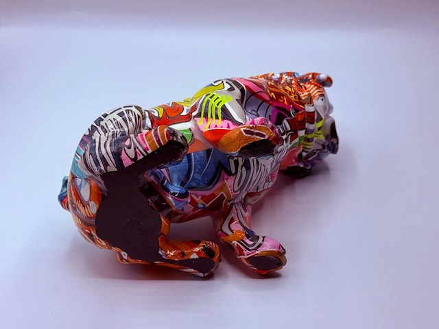 Bulldog sculptuur - graffiti dog - afbeelding 5 van  6