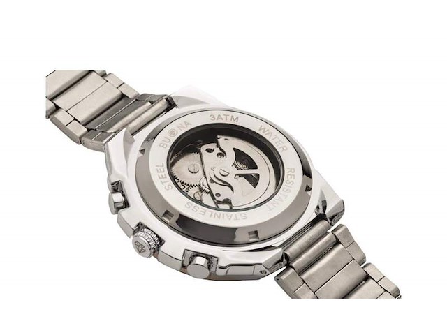 Buona crans montana ii zilver/rose automatisch herenhorloge - afbeelding 2 van  4