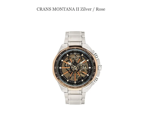 Buona crans montana ii zilver/rose automatisch herenhorloge - afbeelding 1 van  4