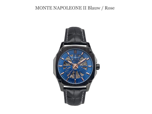 Buona monte napoleone ii blauw/rose automatisch herenhorloge - afbeelding 1 van  4