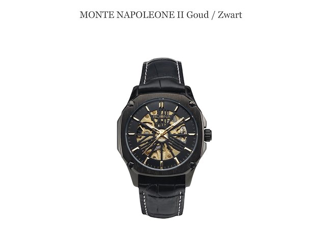 Buona monte napoleone ii goud/zwart automatisch herenhorloge - afbeelding 1 van  4