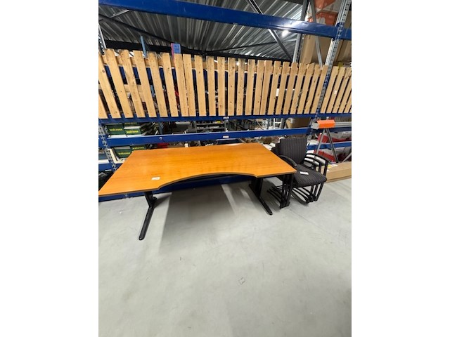 Bureau en 3 stoelen, kersen/zwart - afbeelding 1 van  4