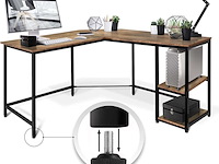 Bureau l-vormig miadomodo, cptsh014, bruin/zwart - afbeelding 1 van  3