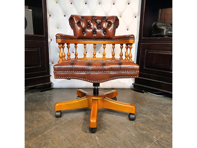 Bureaustoel chesterfield, captain, bruin - afbeelding 1 van  6