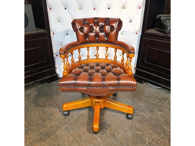 Bureaustoel chesterfield, captain, bruin - afbeelding 2 van  6