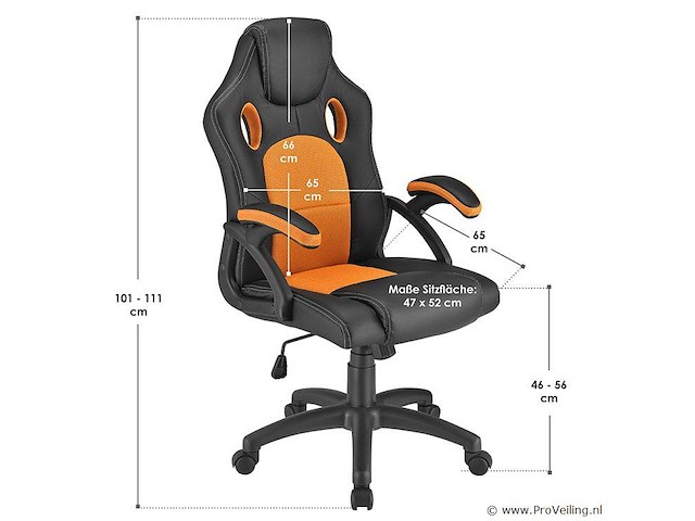Bureaustoel racing oranje - afbeelding 9 van  9