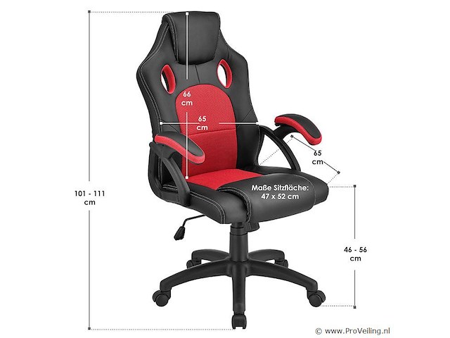 Bureaustoel racing rood - afbeelding 9 van  9