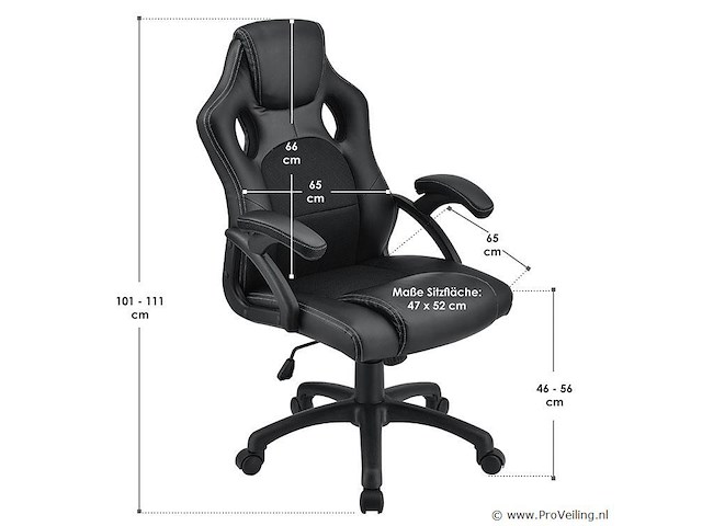 Bureaustoel racing zwart - afbeelding 9 van  9