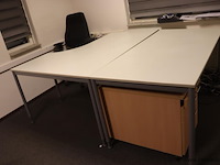 Bureautafels - 2 stuks| in hoogte verstelbaar | 160x80-120x74cm | incl. ladekast - afbeelding 1 van  8
