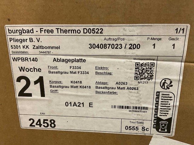 Burgbad free thermo 1406x485mm consoleplaat - afbeelding 2 van  2