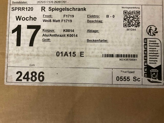 Burgbad sys 30 120cm sprr120 3-deurs spiegelkast met led verlichting - afbeelding 3 van  4