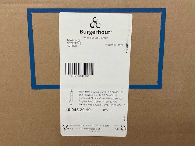 Burgerhout skyline 3000 combi pp 80-80-125 40.045.29.19 dakdoorvoer - afbeelding 2 van  2