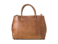 Burkely vintage wieske 2zipper schoudertas cognac - afbeelding 1 van  5