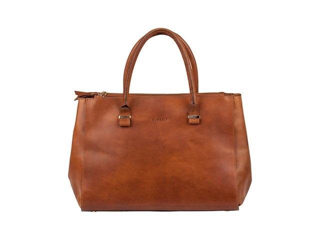 Burkely vintage wieske 2zipper schoudertas cognac - afbeelding 1 van  5