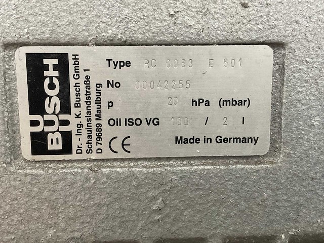 Busch - rc o-100 501 rc0063 e 501 - roterende schotten vacuümpompen - afbeelding 3 van  11