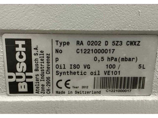 Busch ra 0202 d vacuümpomp - afbeelding 5 van  5