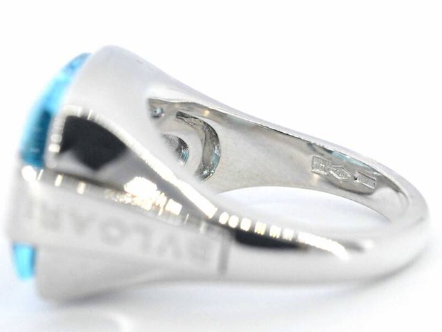 Bvlgari - blauwe topaas cocktail ring - afbeelding 6 van  8