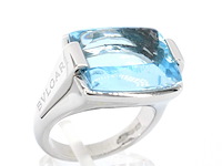 Bvlgari - blauwe topaas cocktail ring - afbeelding 4 van  8