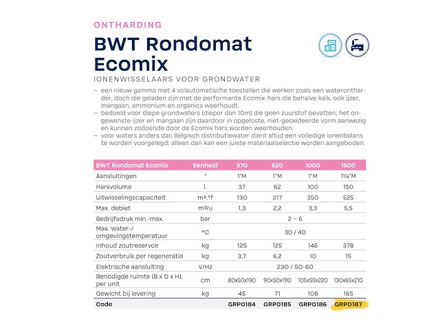 Bwt rondomat ecomix 1500 (grp0187) ionenwisselaar voor grondwater - afbeelding 2 van  9