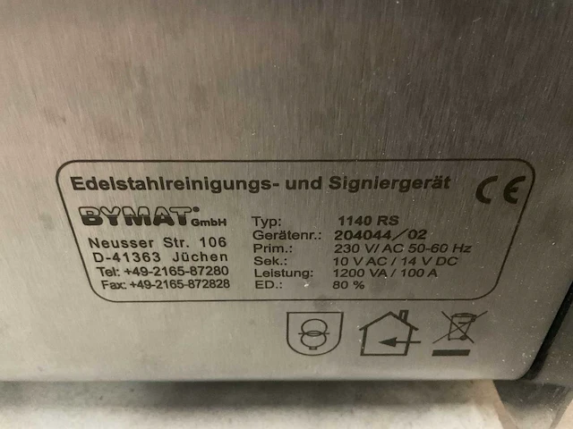 Bymat 11rs reinigings- en codeerapparaat rvs - afbeelding 12 van  13