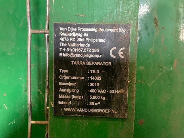 (c) 2015 van dijke processing equipment ts-3 tarra separator - afbeelding 2 van  10