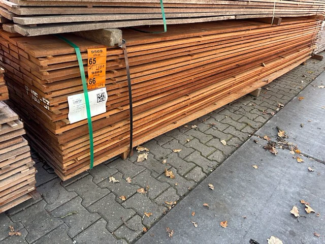 Ca. 100x guyana teak beschoeiingsplanken, 20x100mm, lengte 500cm - afbeelding 4 van  4
