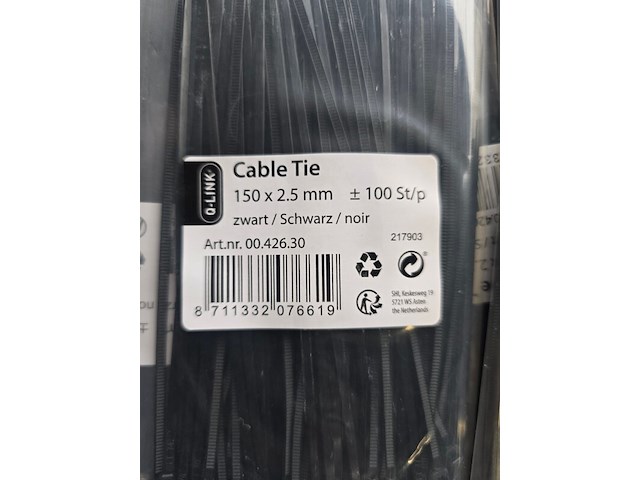Ca. 100x tie wraps q-link, 00,426,30, zwart - afbeelding 2 van  2