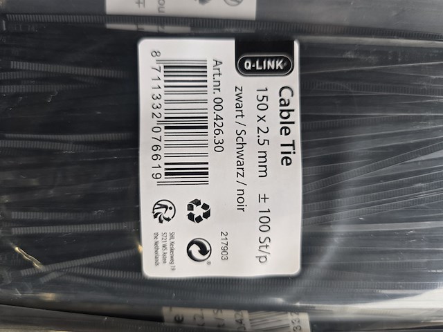 Ca. 100x tie wraps, q-link, 00,426,30, zwart - afbeelding 2 van  2
