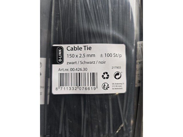 Ca. 100x tie wraps, q-link, 00,426,30, zwart - afbeelding 2 van  2
