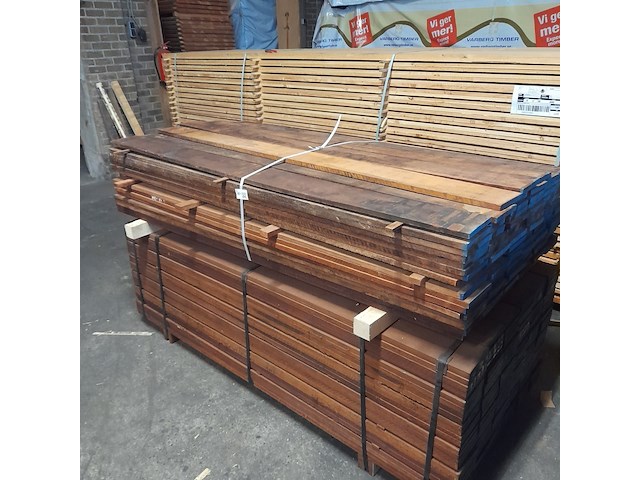 Ca. 101x hardhouten beschoeiingsplank, 2 x 15 x 200 cm - afbeelding 1 van  5
