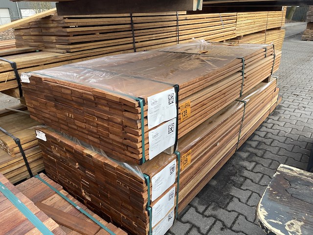 Ca. 102x angelim pedra planken geschaafd, 21x90mm, lengte 28/215cm, 74/245cm - afbeelding 2 van  3