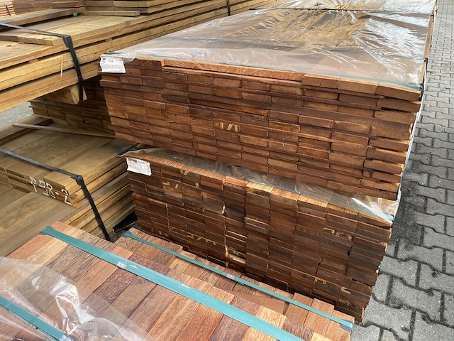 Ca. 102x angelim pedra planken geschaafd, 21x90mm, lengte 28/215cm, 74/245cm - afbeelding 3 van  3