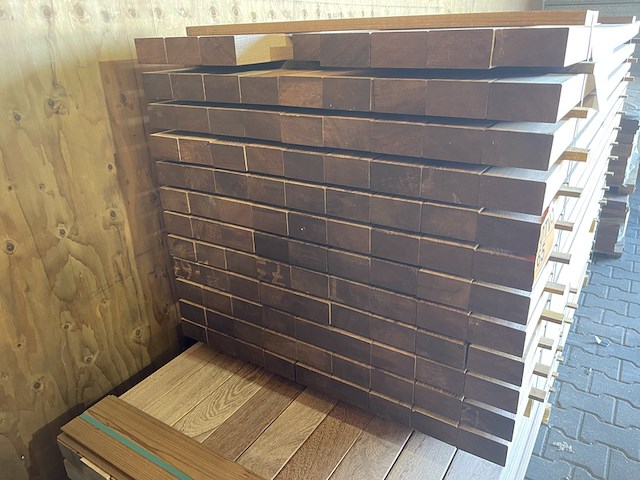 Ca. 107x angelim pedra balken geschaafd, 50x100mm, lengte 31/160cm, 76/190cm - afbeelding 3 van  3