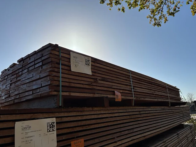 Ca. 107x guyana teak beschoeiingsplanken, 20x100mm, lengte 350cm - afbeelding 4 van  4