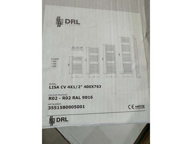 Ca. 10x badkamerradiator, drl products, lisa, ral 9016 - afbeelding 2 van  4