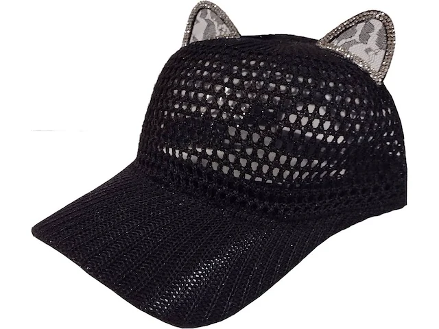 Ca. 10x cat ear baseball cap, zwart, one size - afbeelding 1 van  1