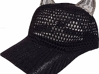 Ca. 10x cat ear baseball cap, zwart, one size