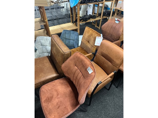 Ca. 10x eetkamerstoelen, cognac - afbeelding 4 van  7