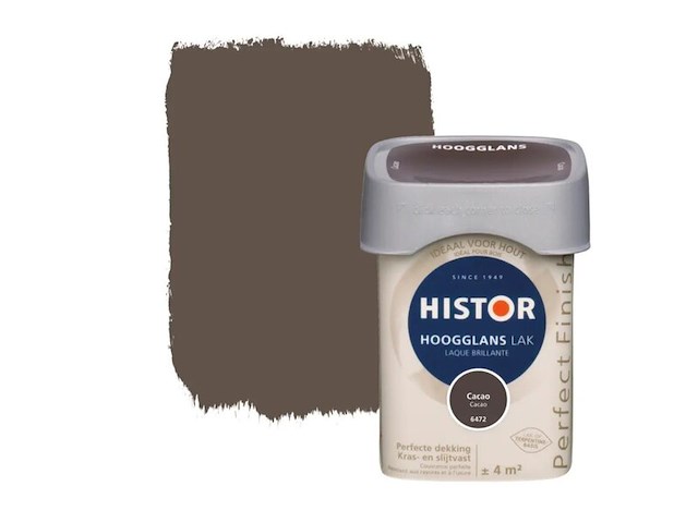 Ca. 10x lak hoogglans, histor, perfect finish, cacao, 250 ml - afbeelding 1 van  2