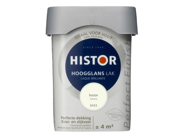 Ca. 10x lak hoogglans, histor, perfect finish, ivoor, 250 ml - afbeelding 2 van  2