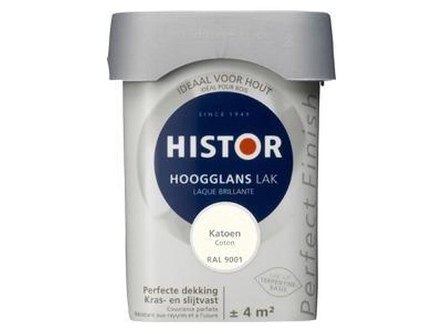 Ca. 10x lak hoogglans, histor, perfect finish, katoen (9001), 0,25 liter - afbeelding 2 van  2