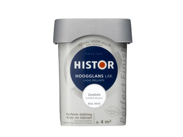 Ca. 10x lak hoogglans, histor, perfect finish, zonlicht ral 9010, 250 ml - afbeelding 2 van  2