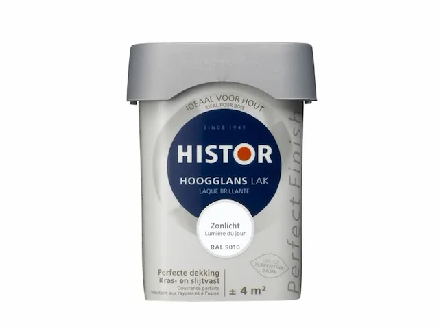 Ca. 10x lak hoogglans histor, perfect finish, zonlicht ral 9010, 250 ml - afbeelding 2 van  2