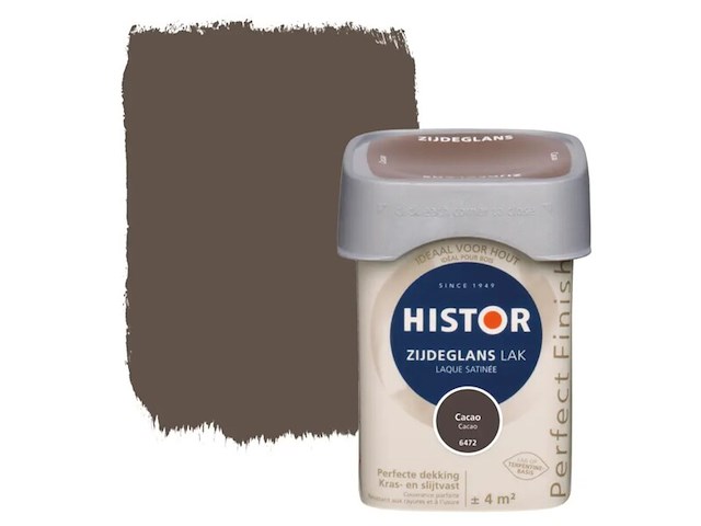 Ca. 10x lak zijdeglans histor, perfect finish, cacao, 250 ml - afbeelding 1 van  2