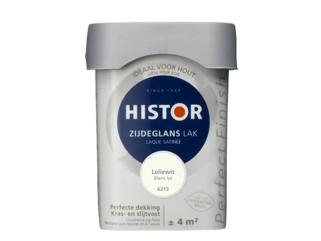 Ca. 10x lak zijdeglans histor, perfect finish, leliewit, 250 ml - afbeelding 1 van  2