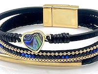 Ca. 10x lederen armband corazon, azul - afbeelding 1 van  1