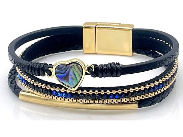 Ca. 10x lederen armband corazon, azul - afbeelding 1 van  1