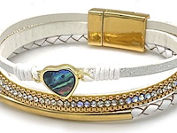 Ca. 10x lederen armband corazon, blanco - afbeelding 1 van  1