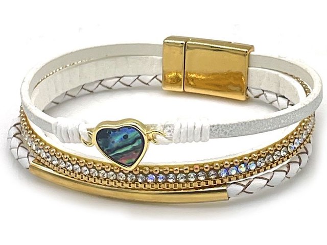 Ca. 10x lederen armband corazon, blanco - afbeelding 1 van  1