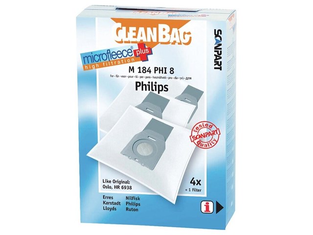 Ca. 10x stofzuigerzakken, cleanbag, philips oslo hr6938, 4 stuks per doos - afbeelding 1 van  2